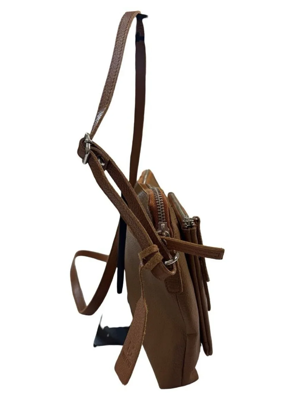Wise Owl Brown Leather Small Soft Pebbled Crossbody Bag
